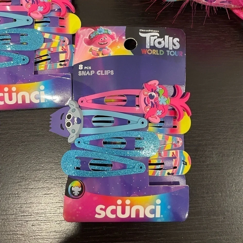 scunci Trolls World Tour Headpiece, Hair Clip, 16 Snap Clips